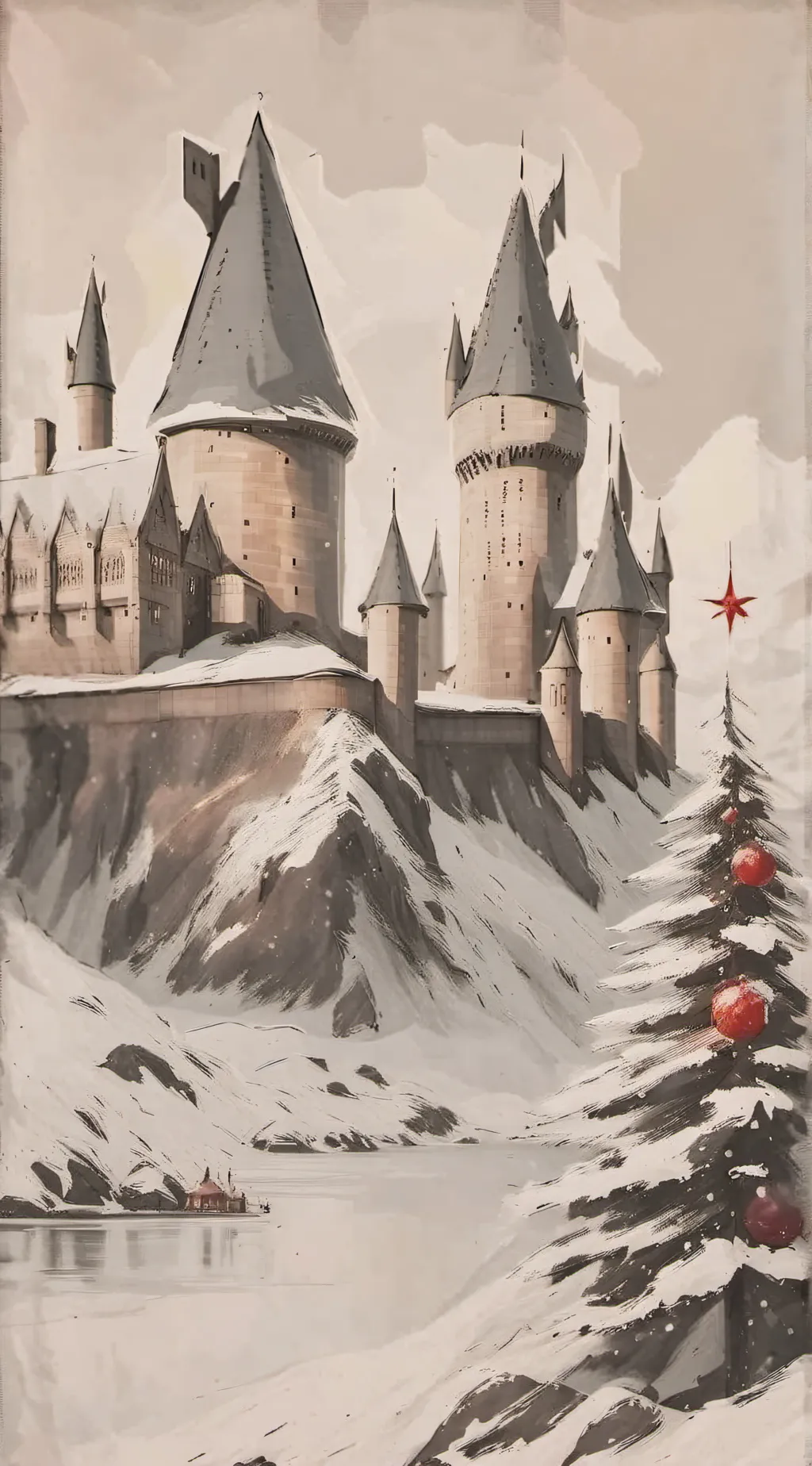 ai character: hogwart christmas background