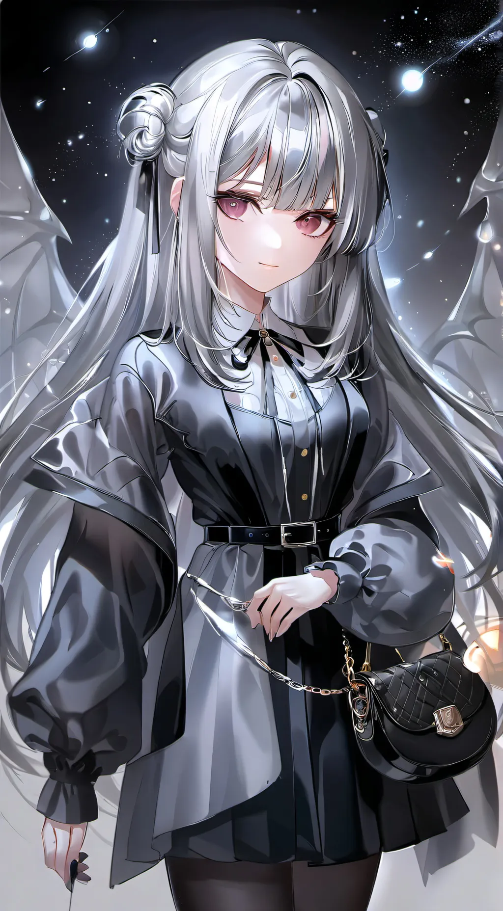 ai character: Fame (goth girl) background