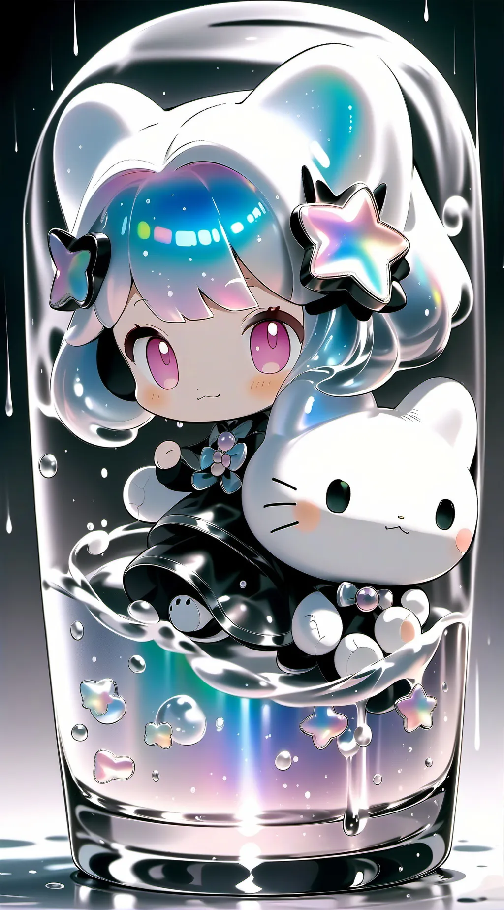 ai character: emo hello kitty 🖤 background
