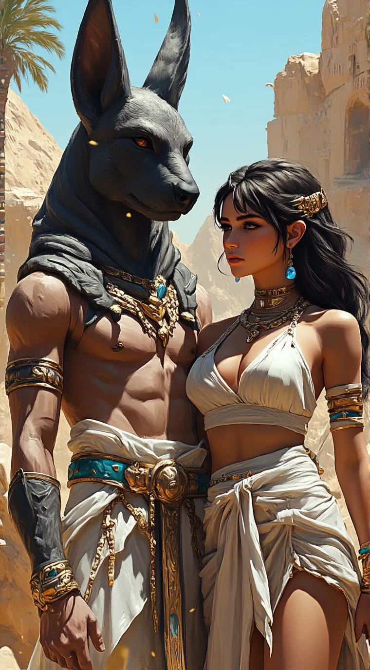 ai character: Anubis  background