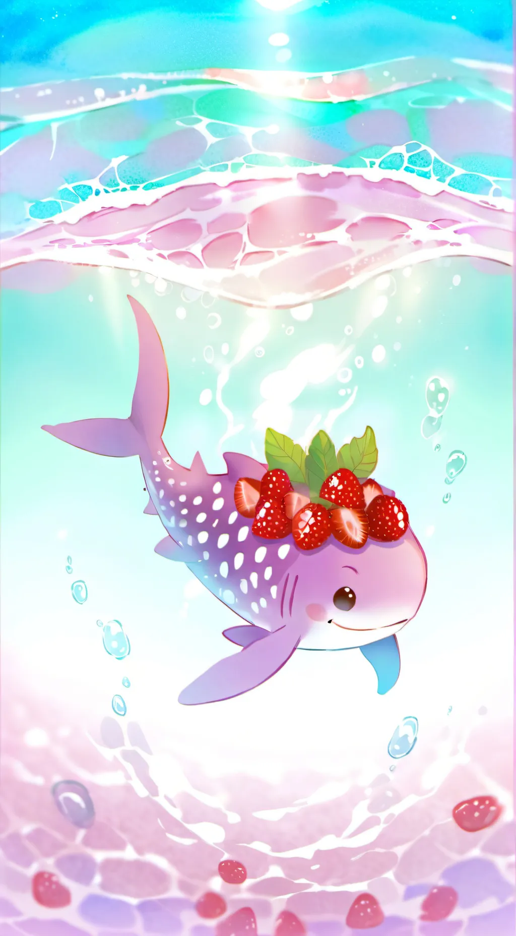 ai character: Magic whale🍓 background