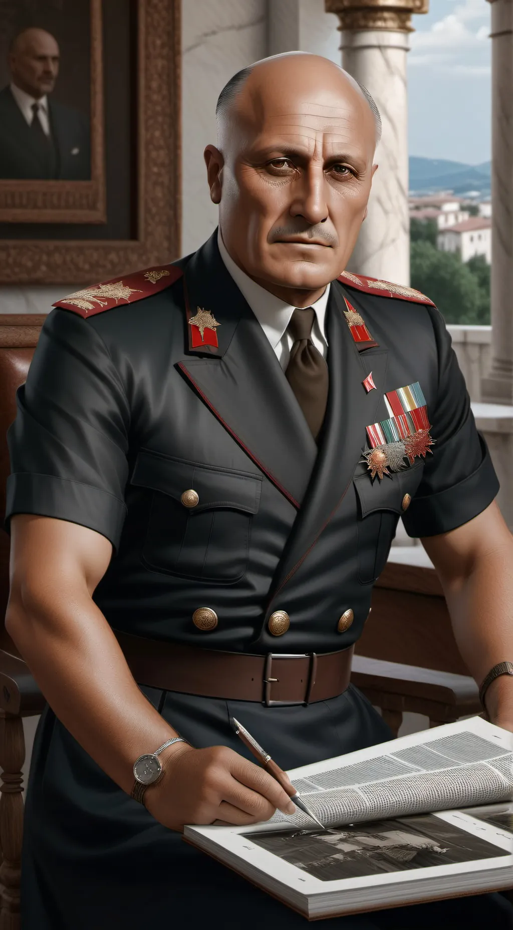 ai character: benito mussolini background
