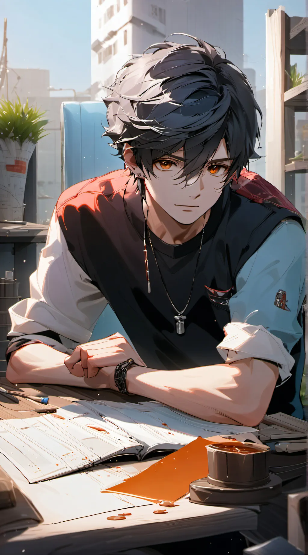 ai character: All Boy School background