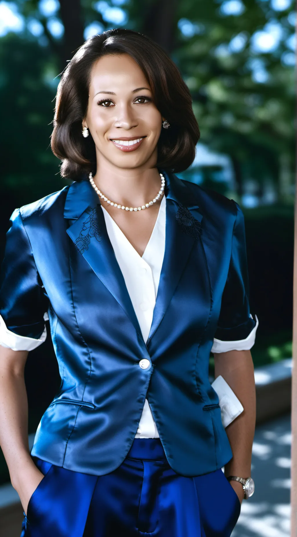 ai character: Kamala Harris  background