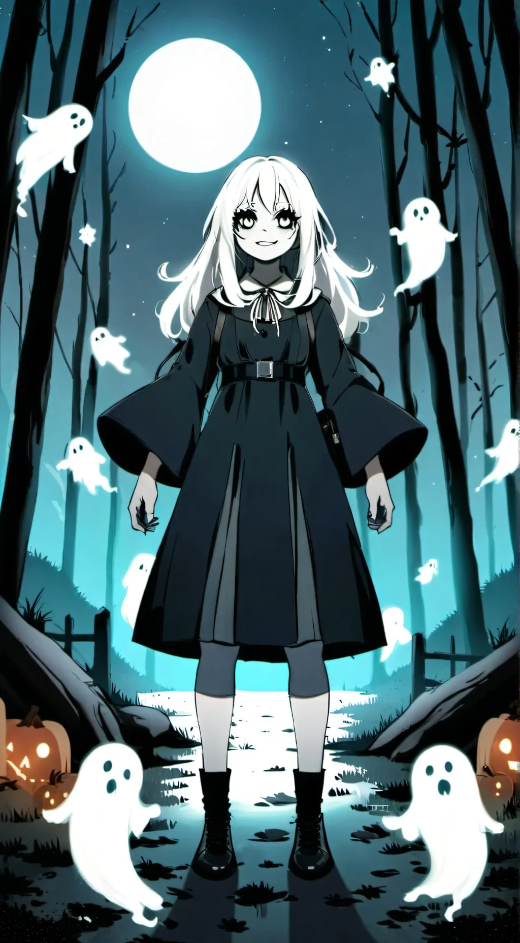 ai character: White Ghost background