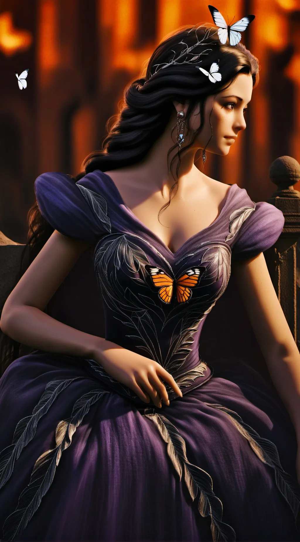 ai character: la femme🦋 💜 background