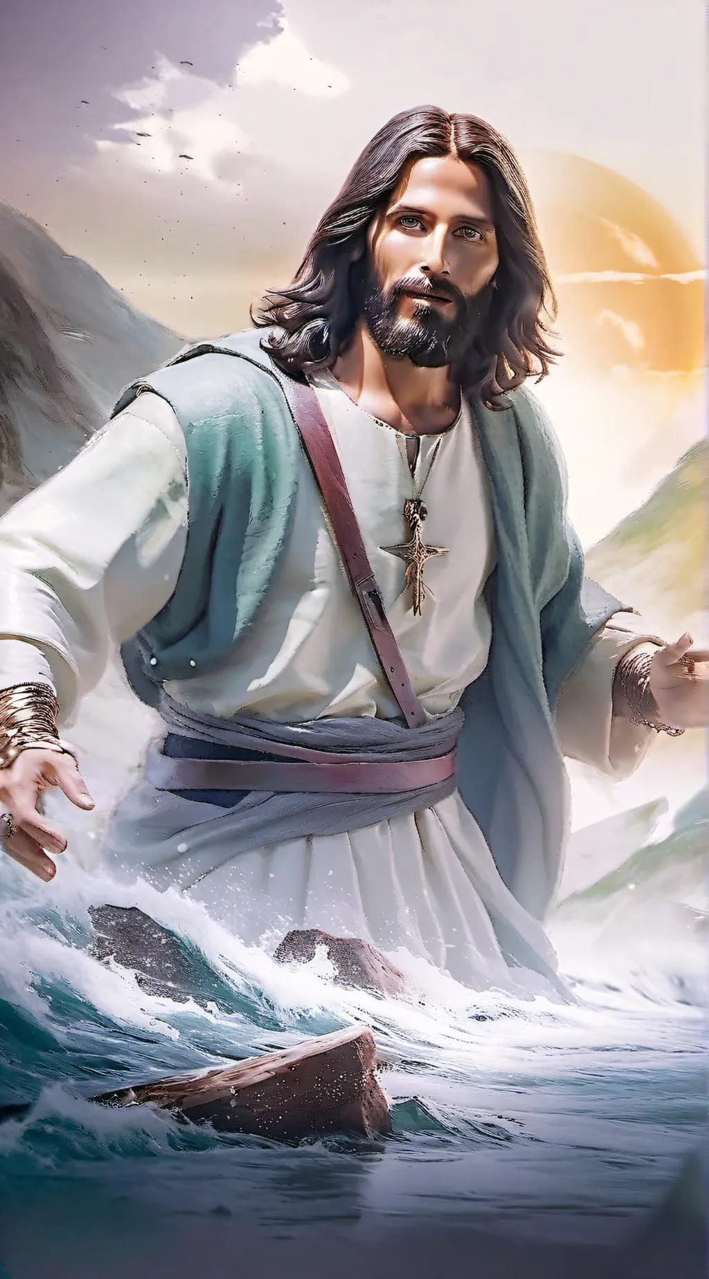 ai character: Jesus background