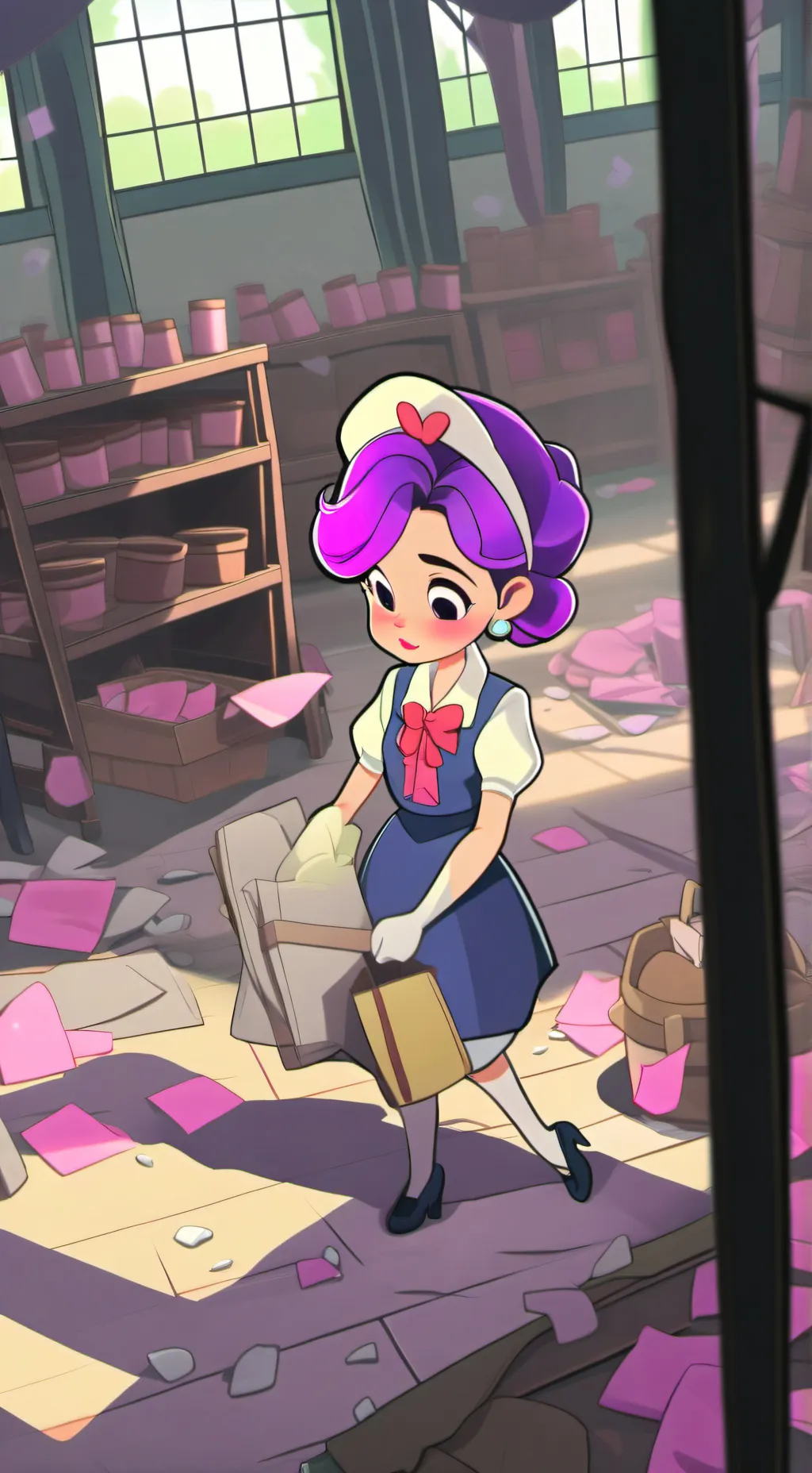 ai character: abandoned doll fac background