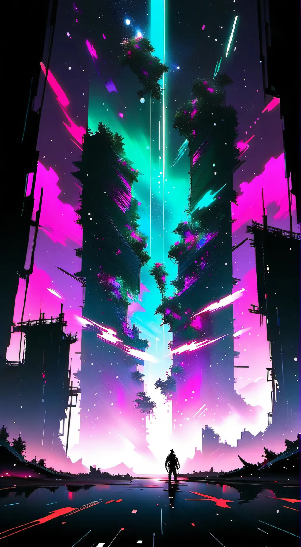 ai character: a glitchy screen.. background