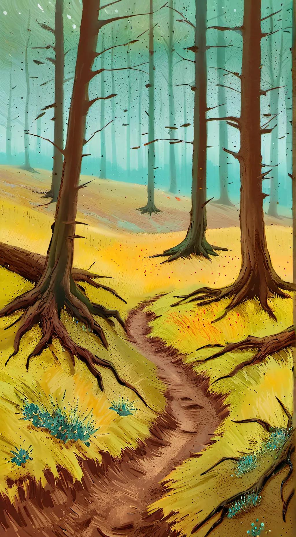 ai character: MHA forest background