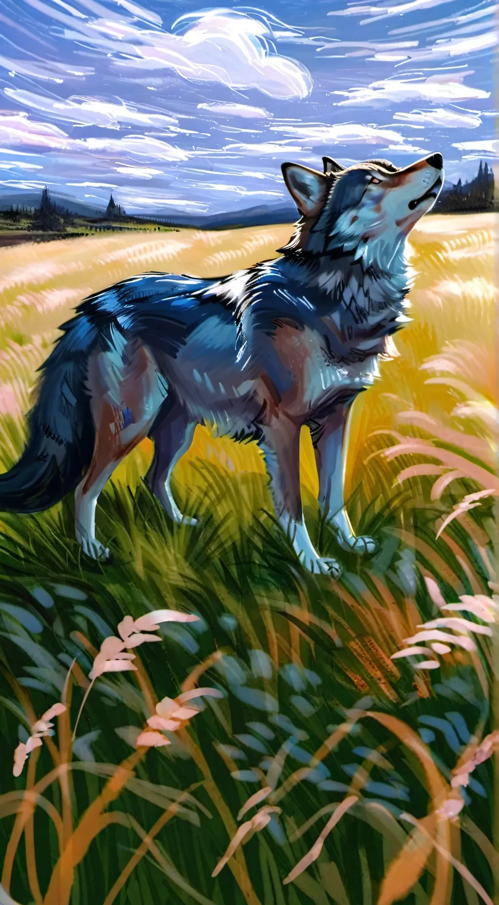 ai character: a wolf story background