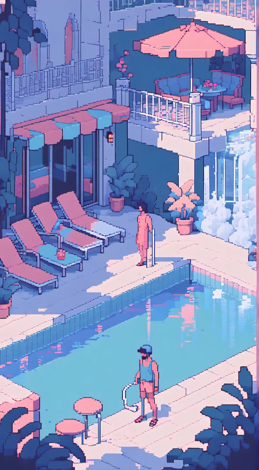 ai character: MHA pool party! background