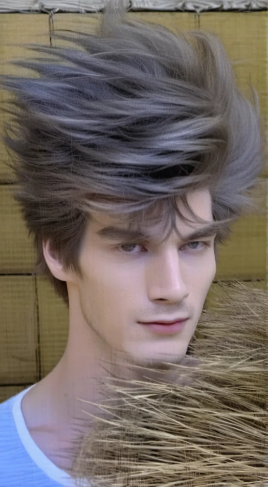 ai character: fluffy hair  background