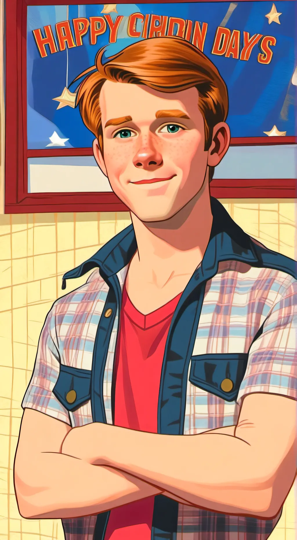 ai character: RICHIE CUNNINGHAM background