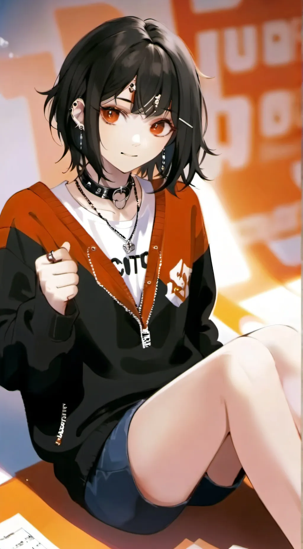 ai character: emo girl in class background