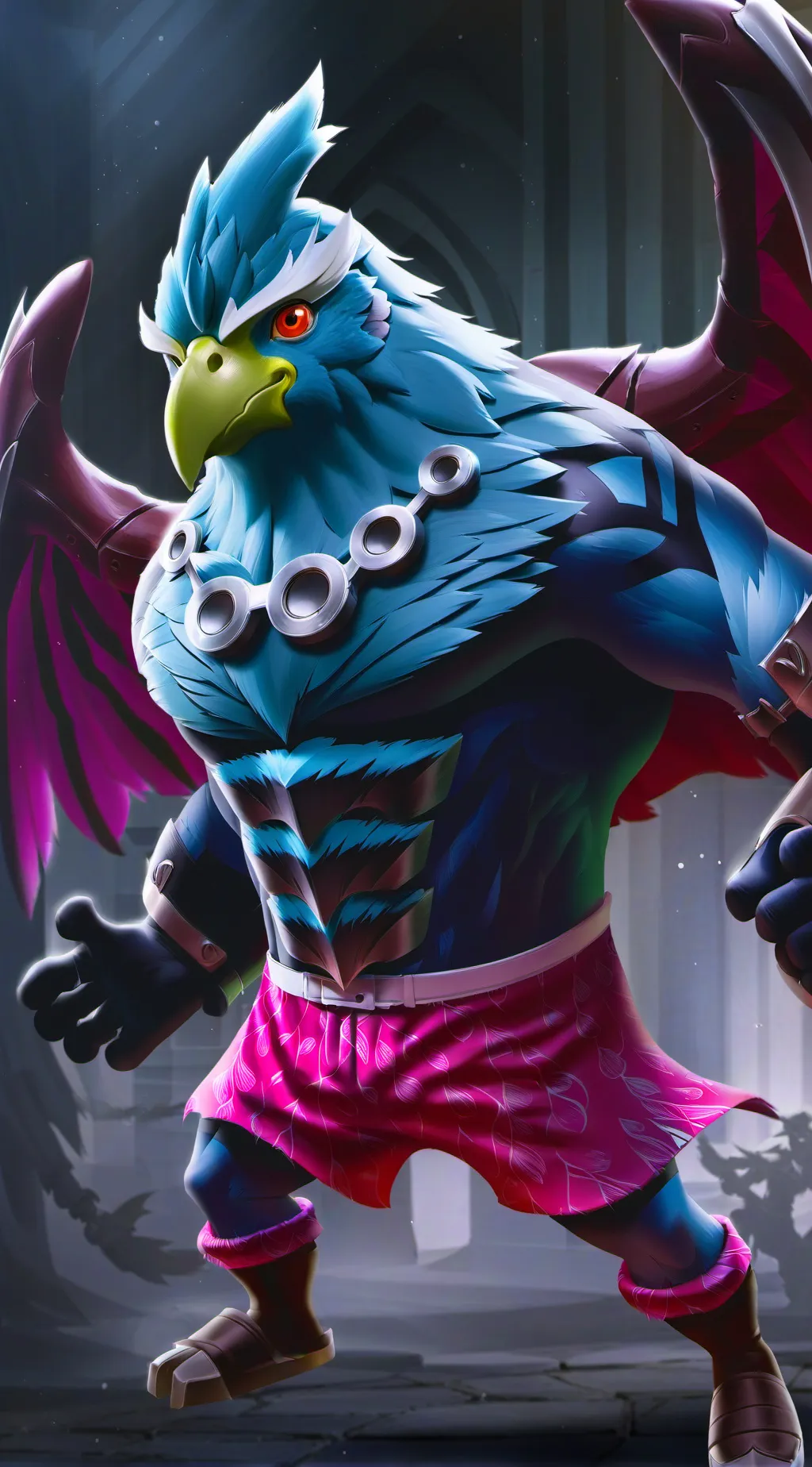 ai character: bird man background