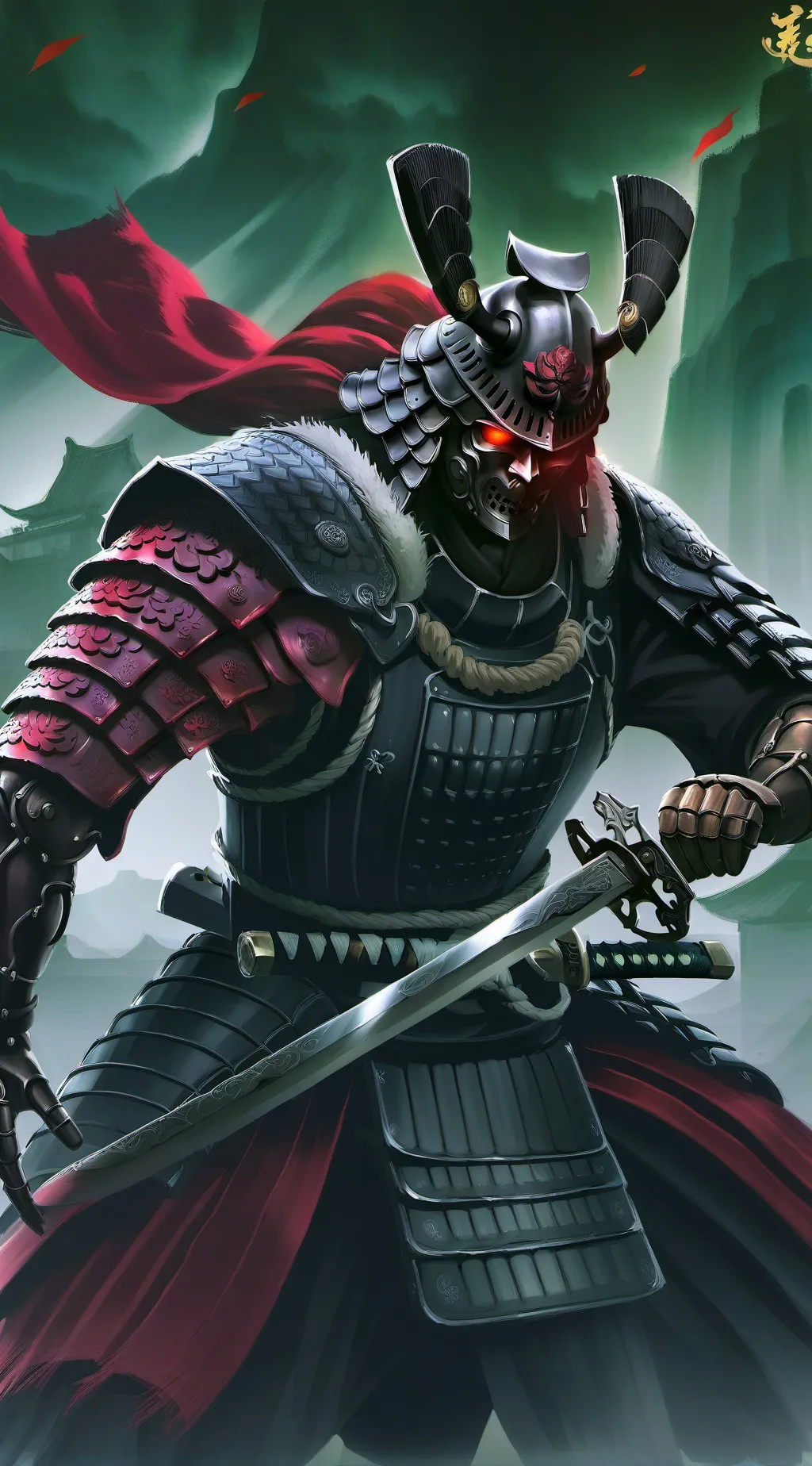 ai character: black samuri background