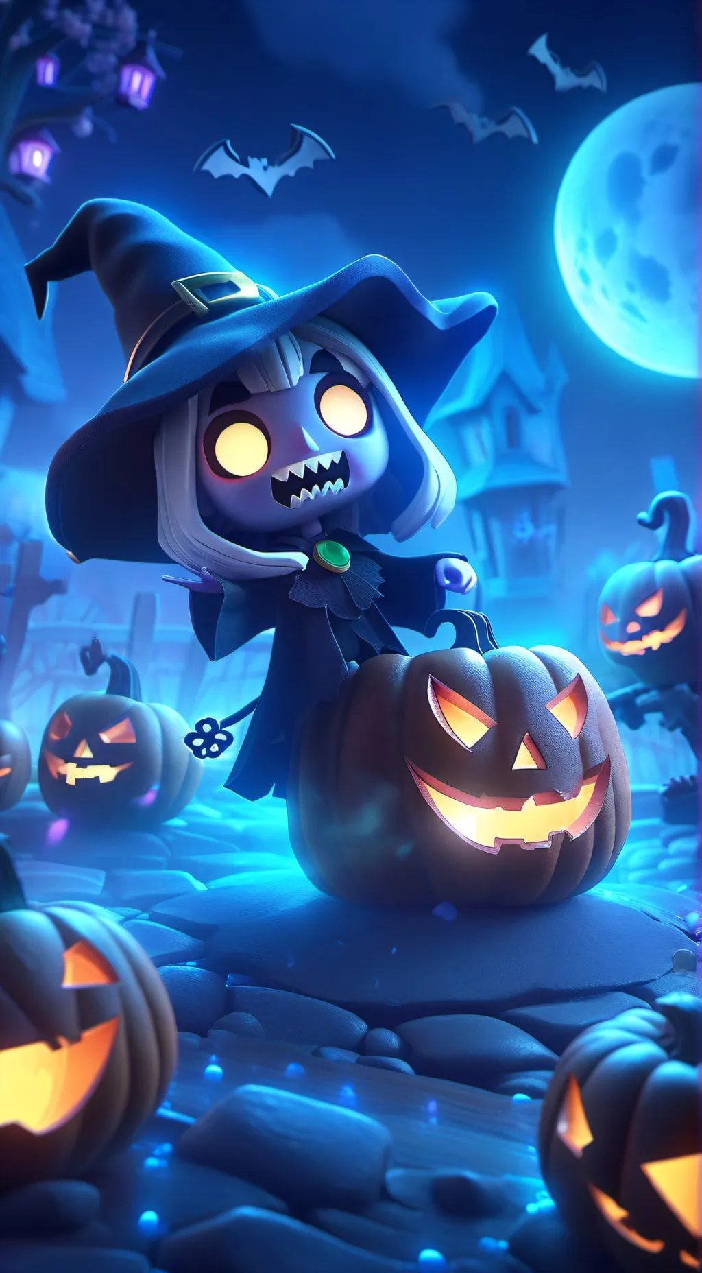 ai character: Halloween in schul background