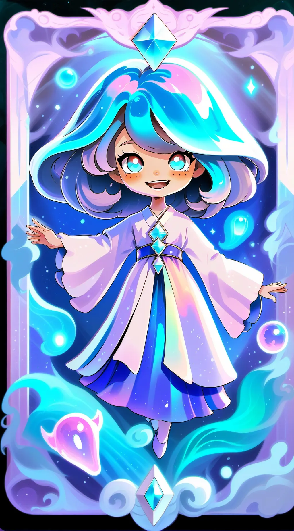 ai character: Phoenix Crystal background