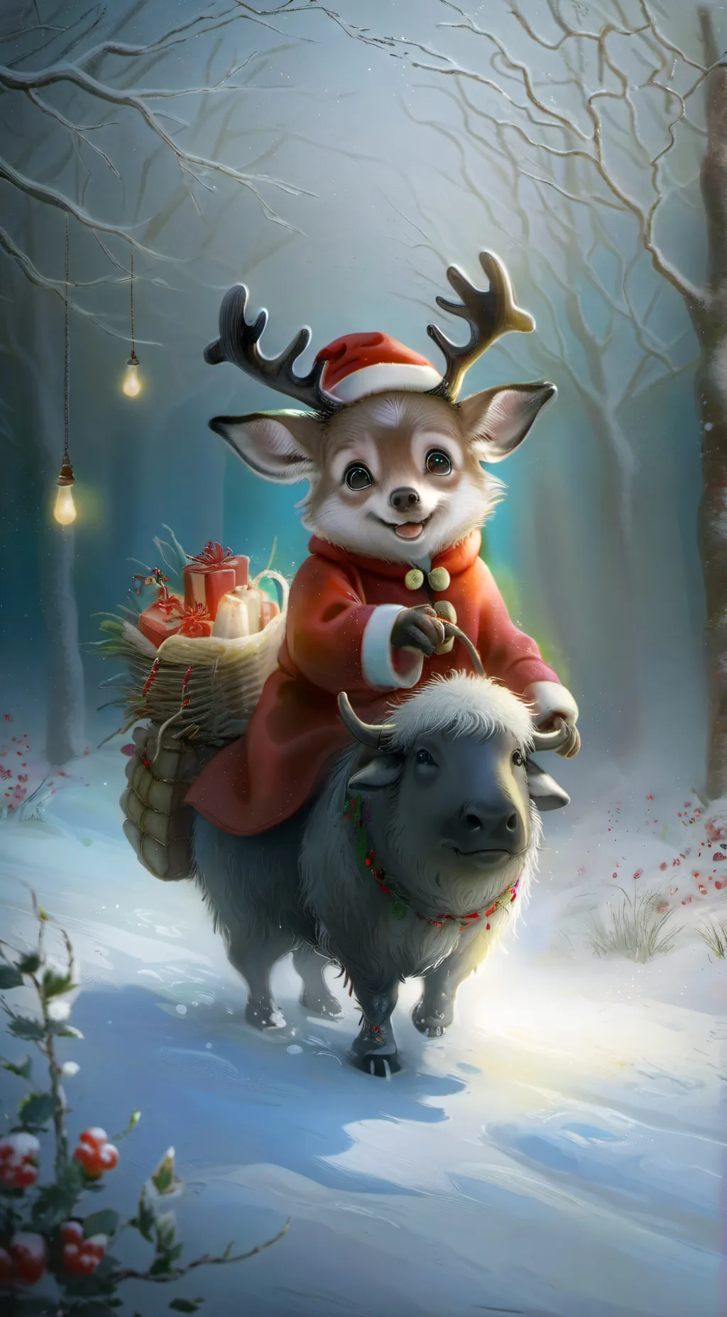 ai character: christmas dawg background