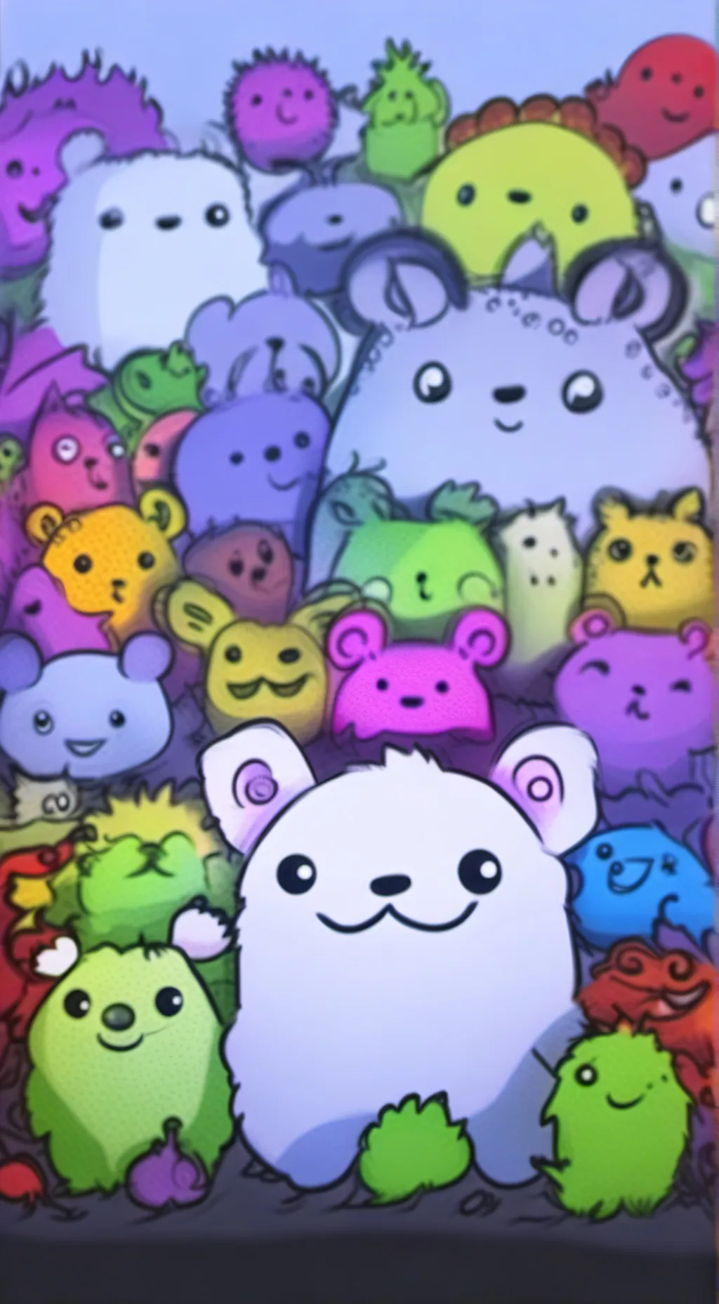 ai character: smiling critters background