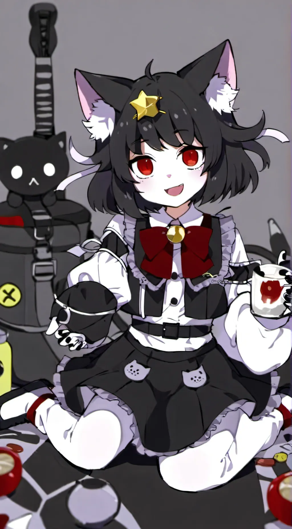 ai character: Black cat background