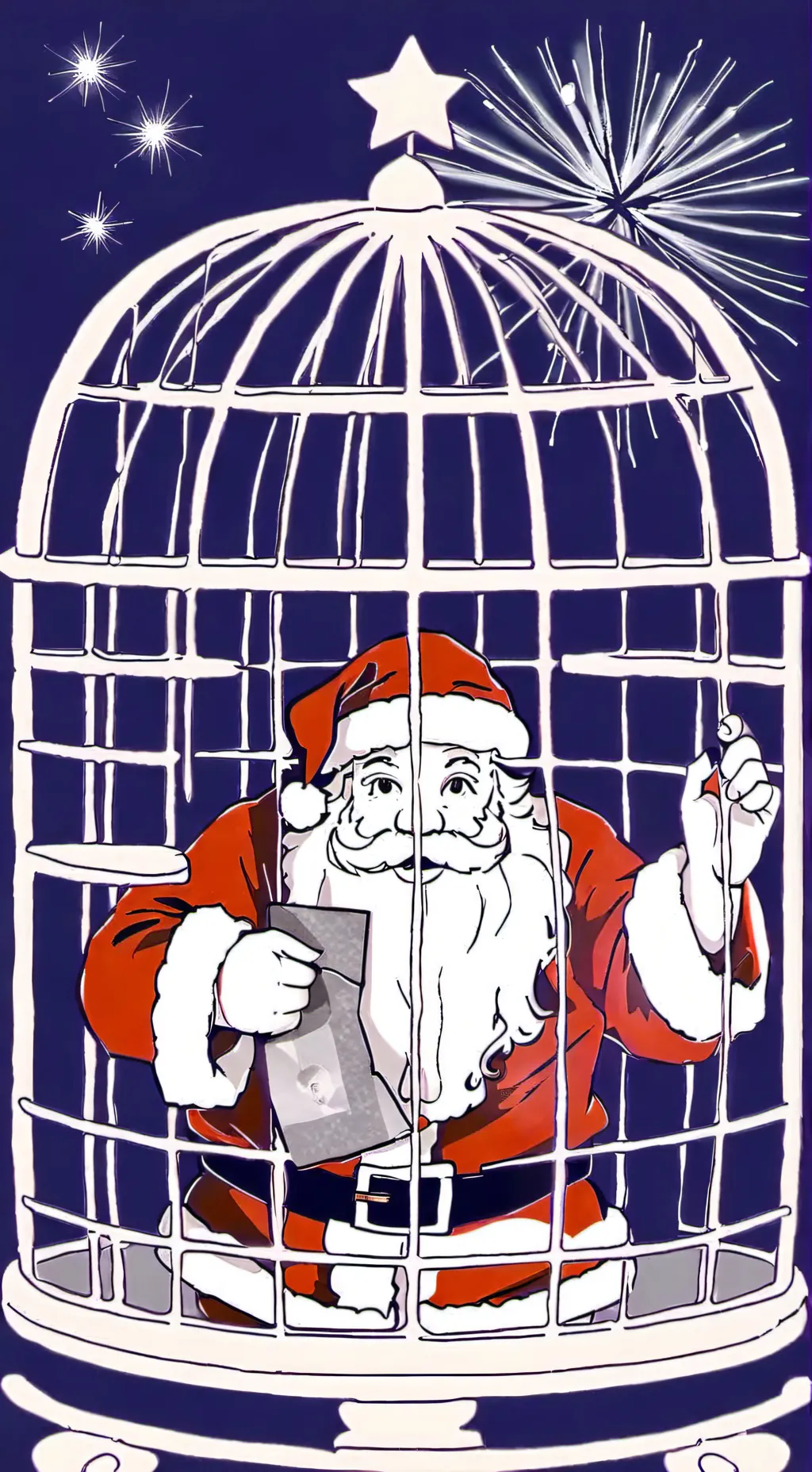 ai character: Fake Santa & Santa background