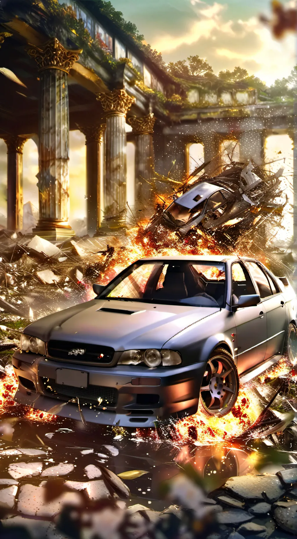 ai character: MHA hydroplaning background