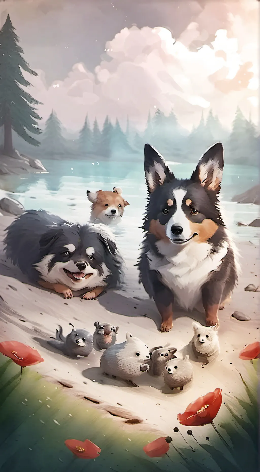 ai character: smiling critters  background