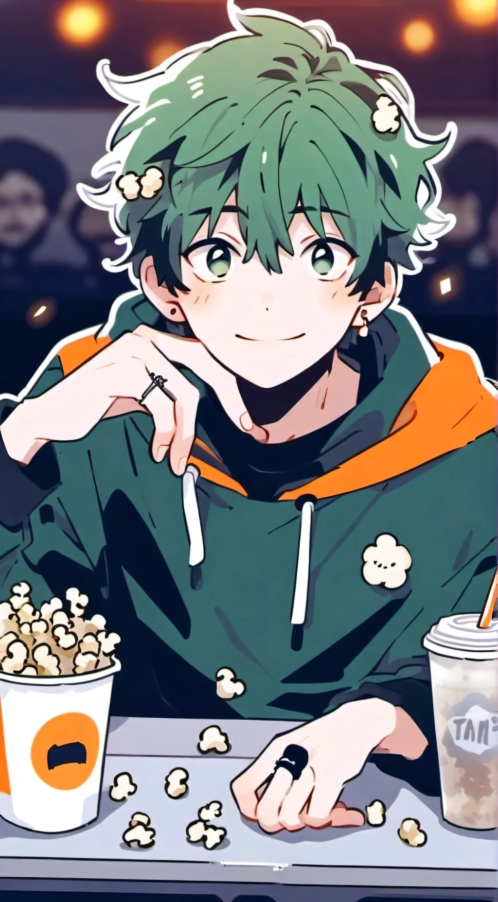 ai character: Quirkless Izu mha💚 background