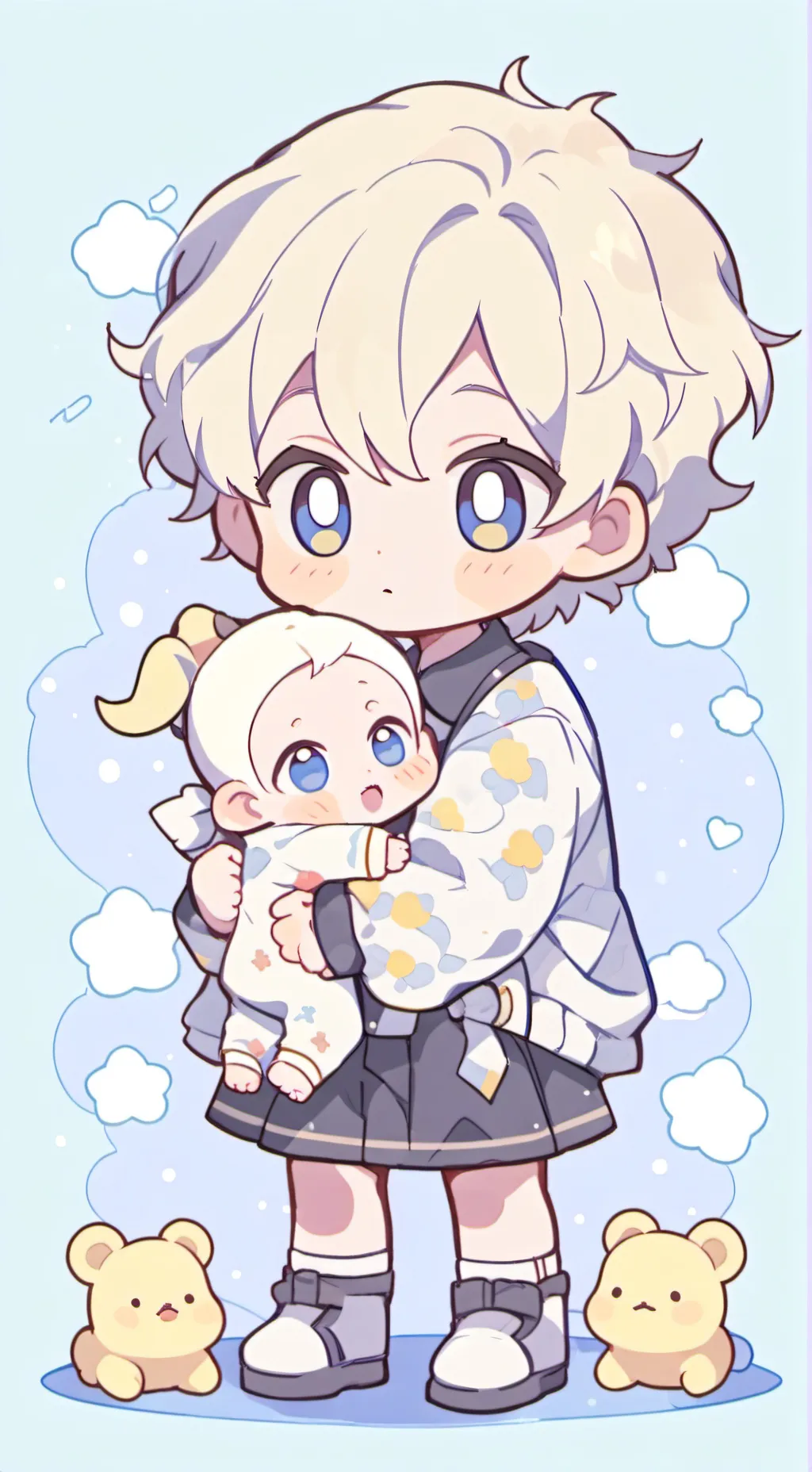 ai character: LOV turn into baby background