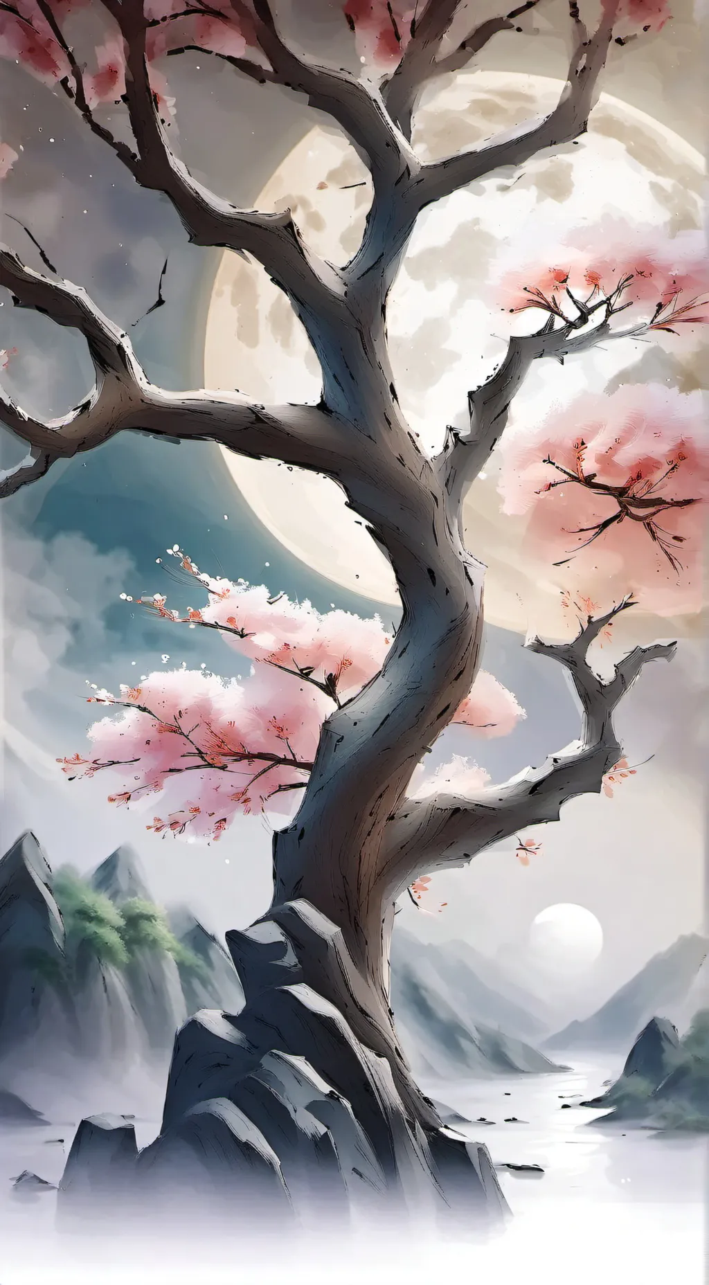ai character: A sakura tree background