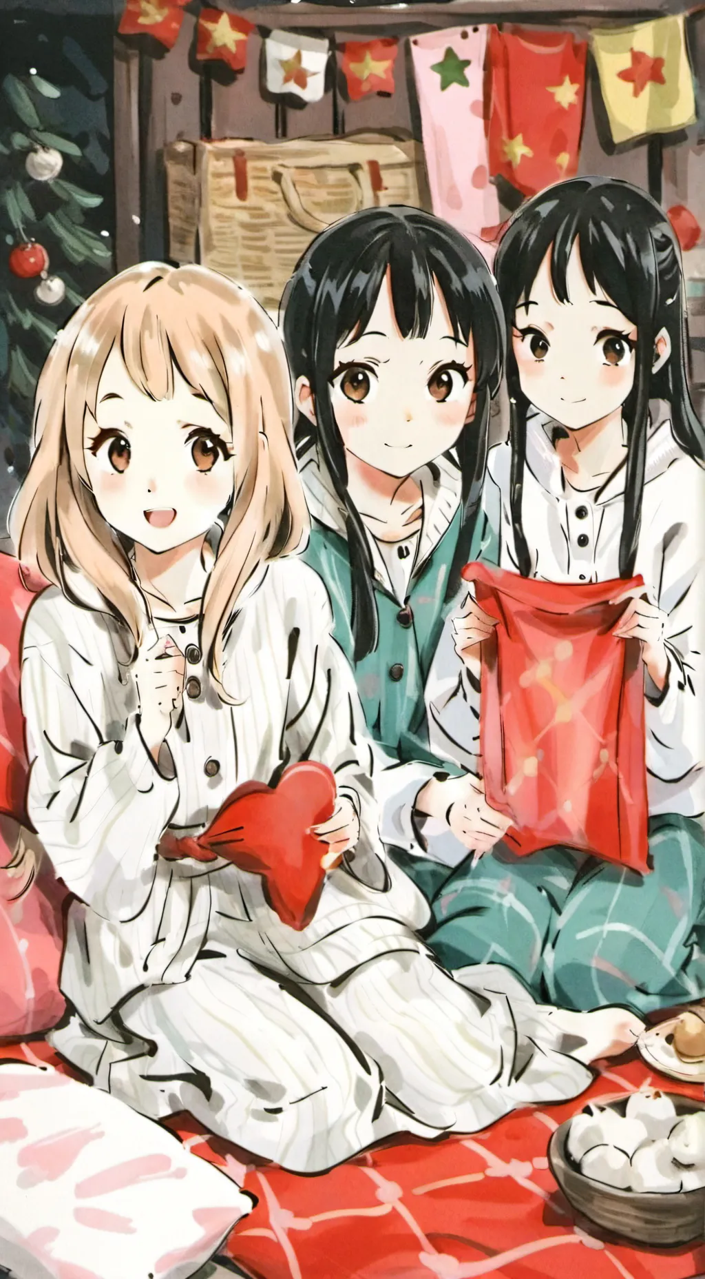 ai character: Sisters sleepover background