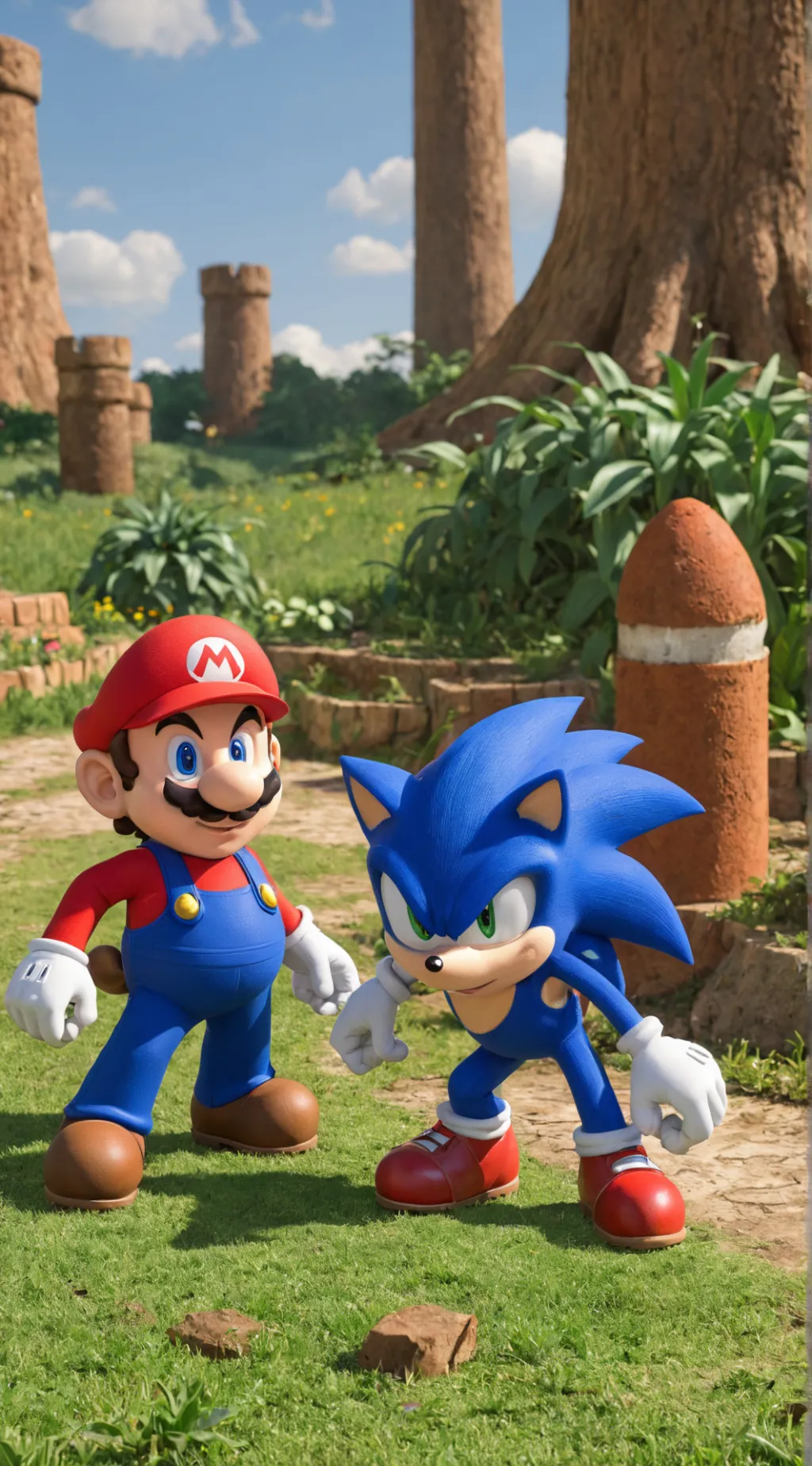 ai character: mario vs sonic background