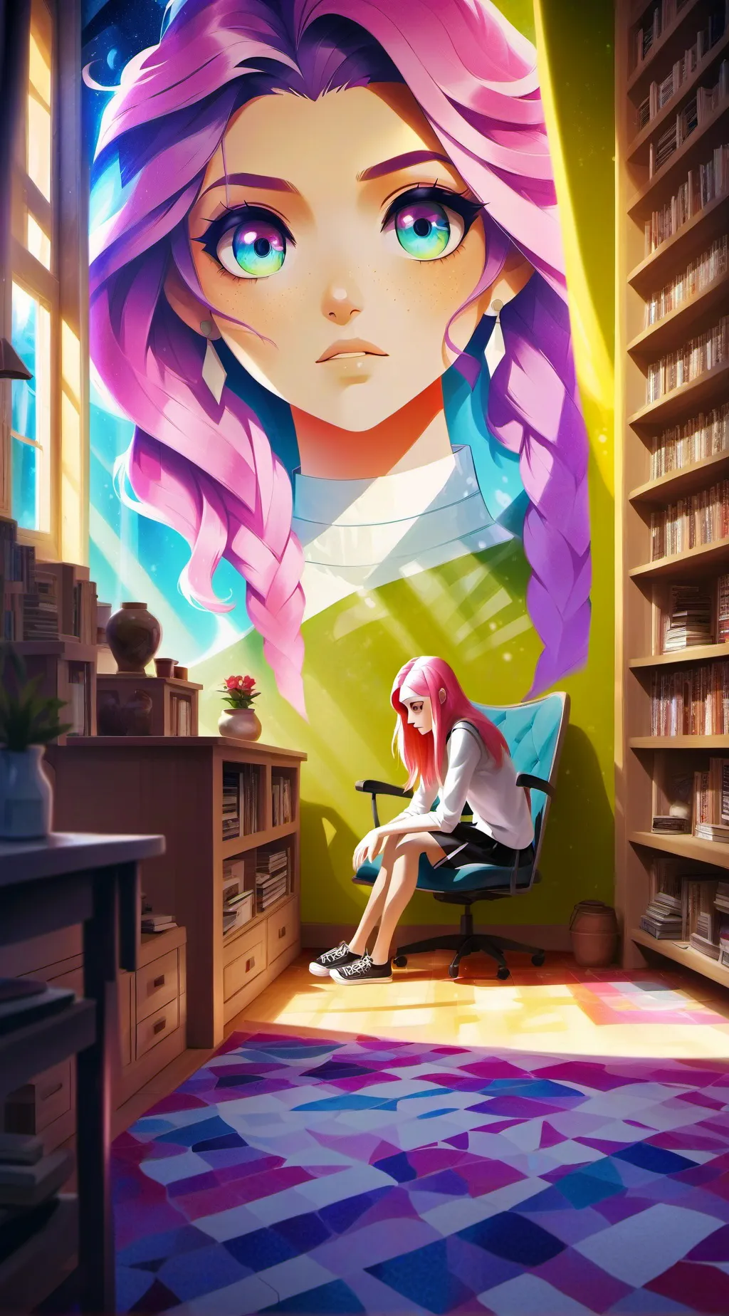 ai character: nice giantess  background