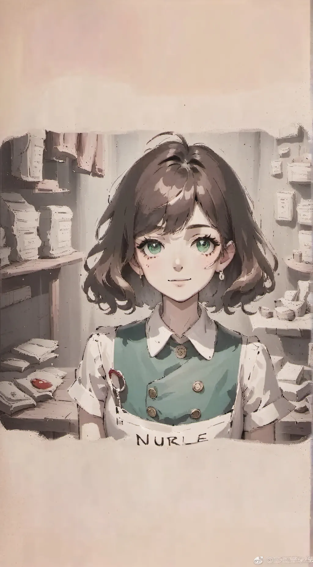 ai character: Nurse Julie+Fpe background