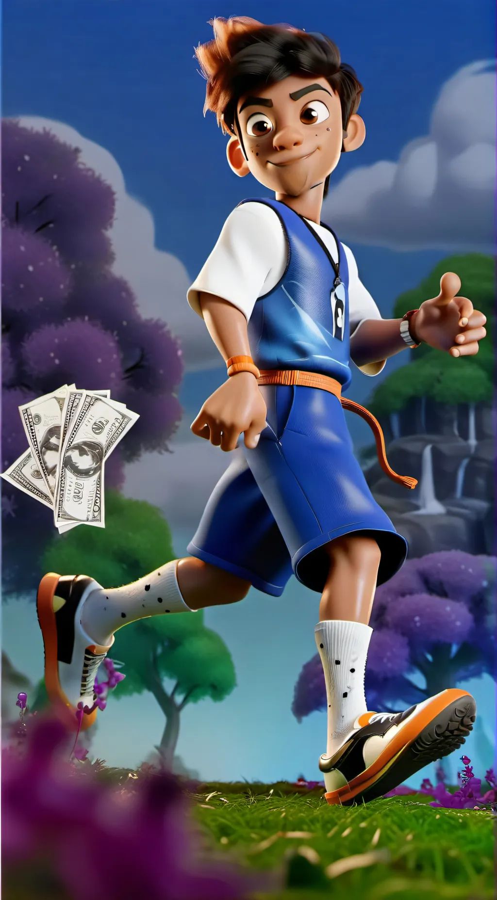 ai character:  cash Crew background