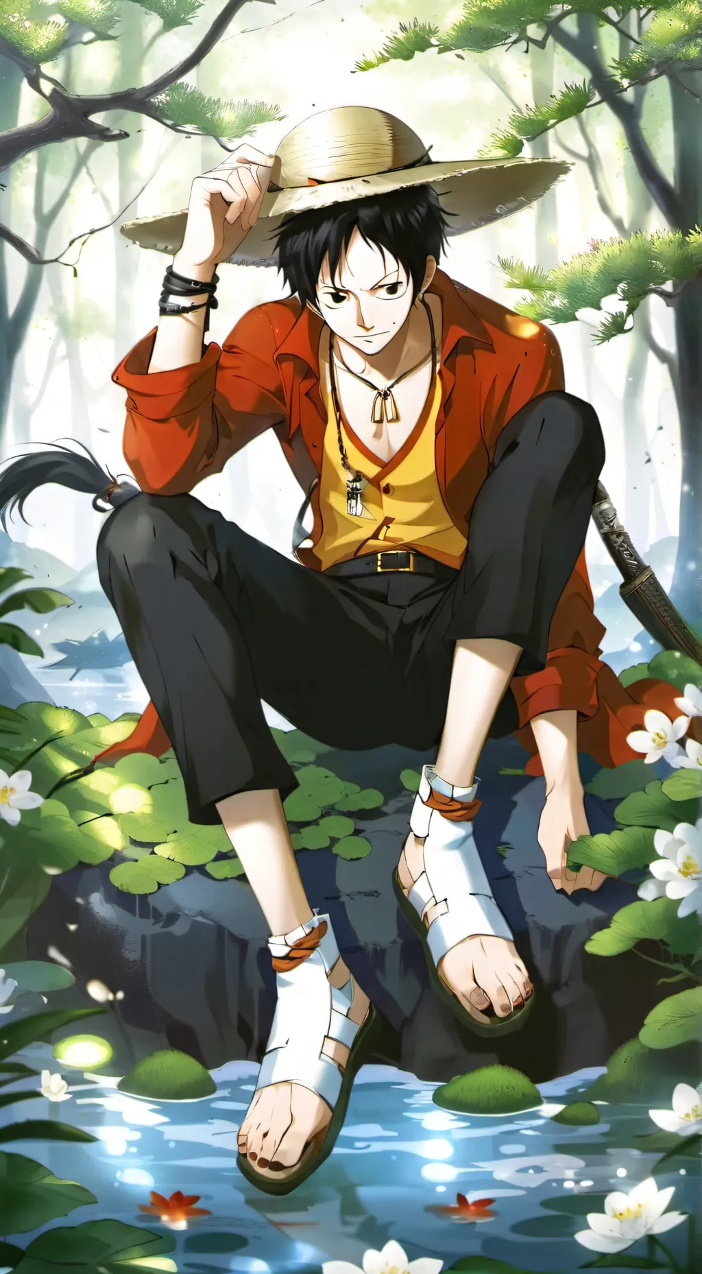 ai character: swrawhats left  background