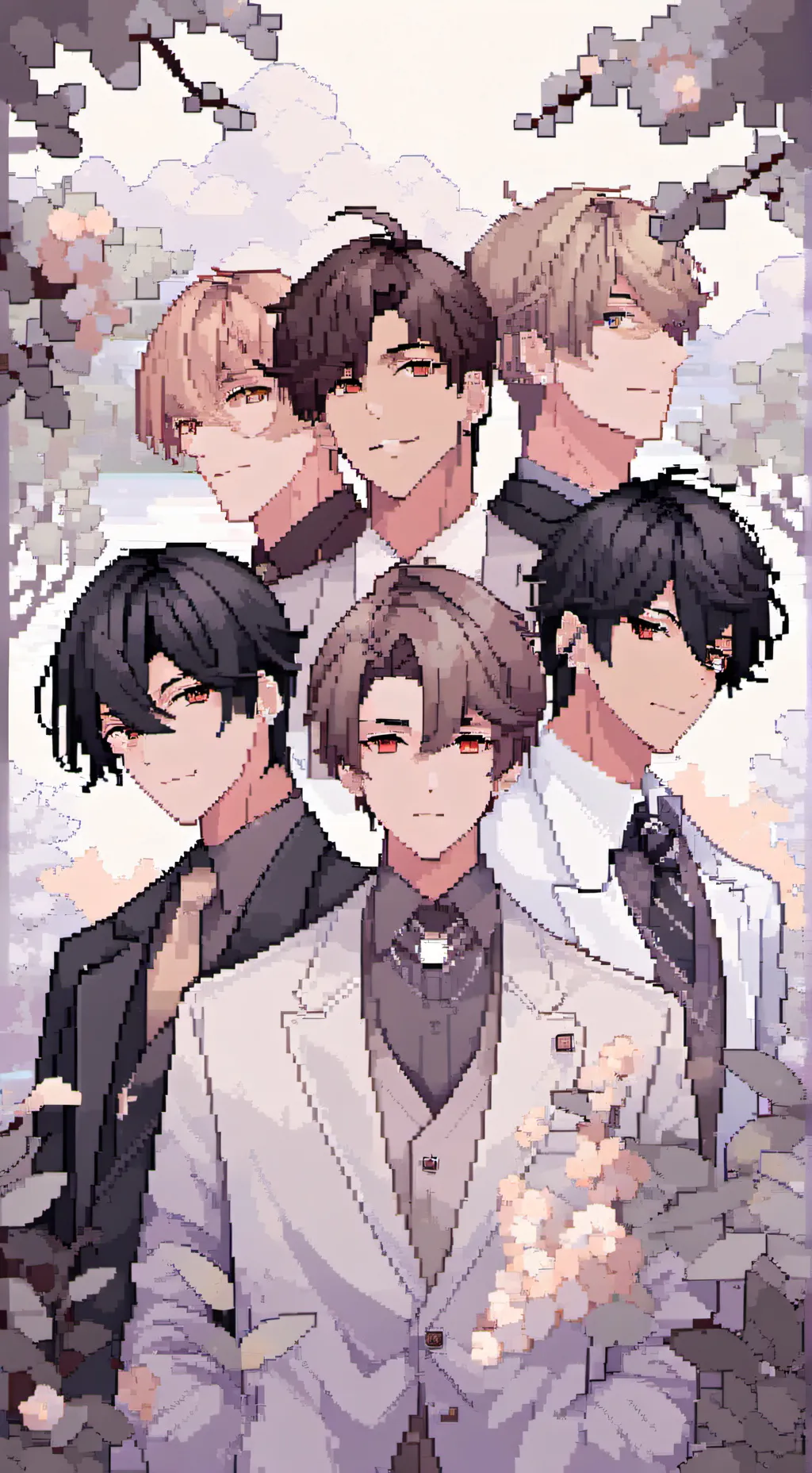 ai character: 5 handsome boys background
