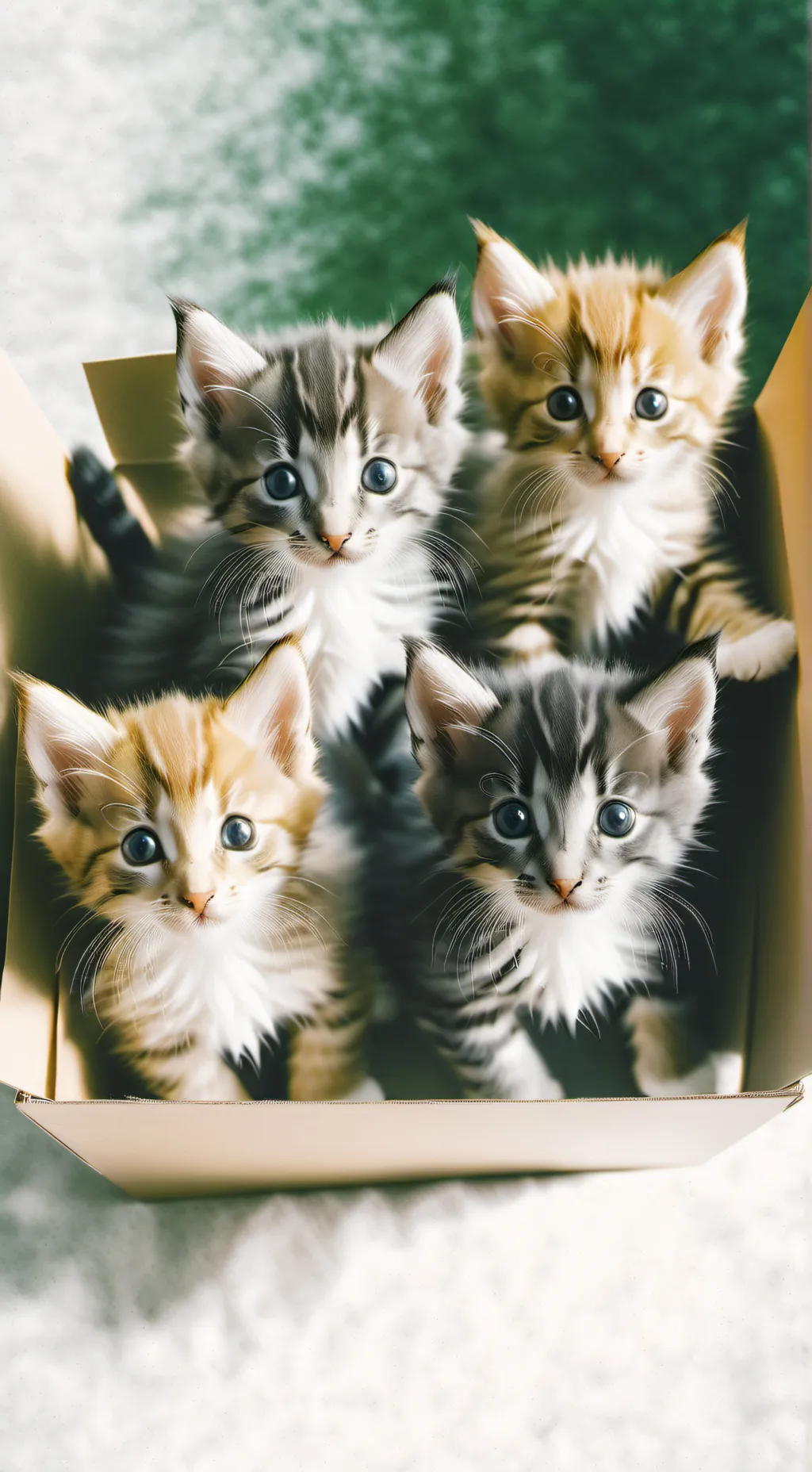 ai character: Kittens in a box background