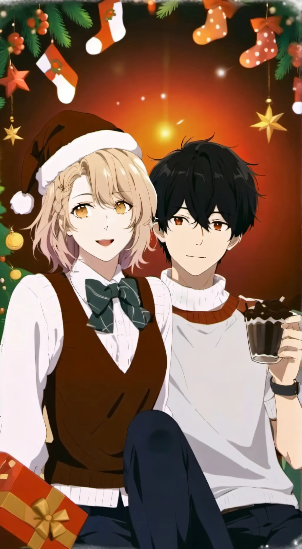 ai character: Mha Christmas  background