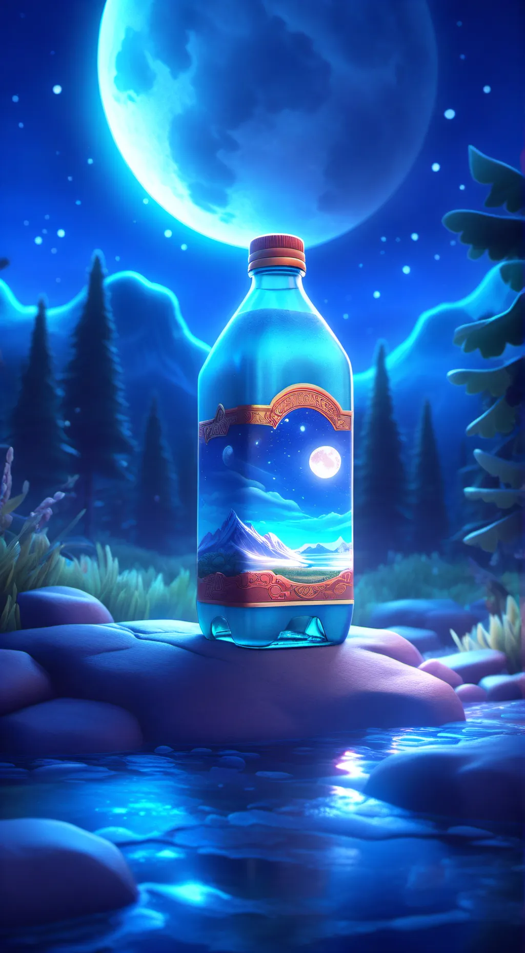 ai character: water background