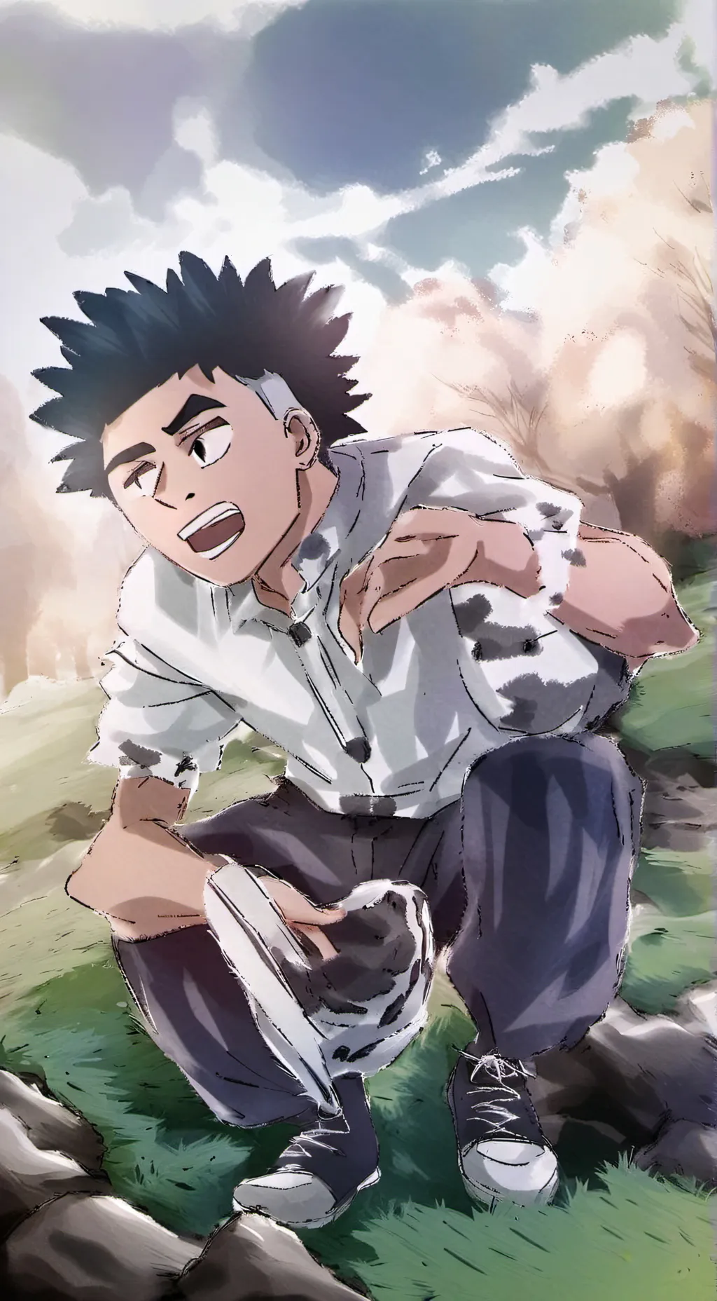 ai character: Touch grass now background