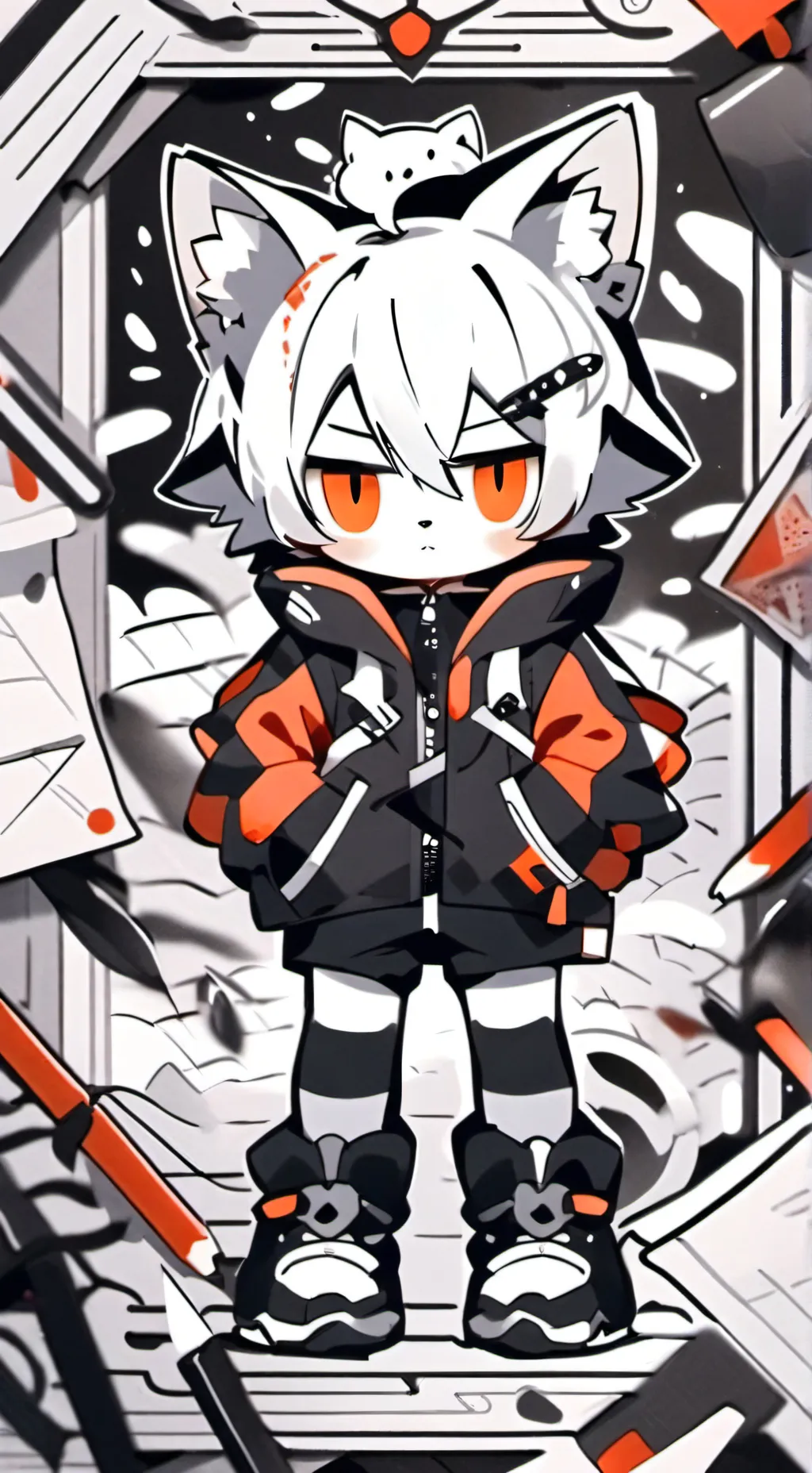 ai character: bratty kitten  background