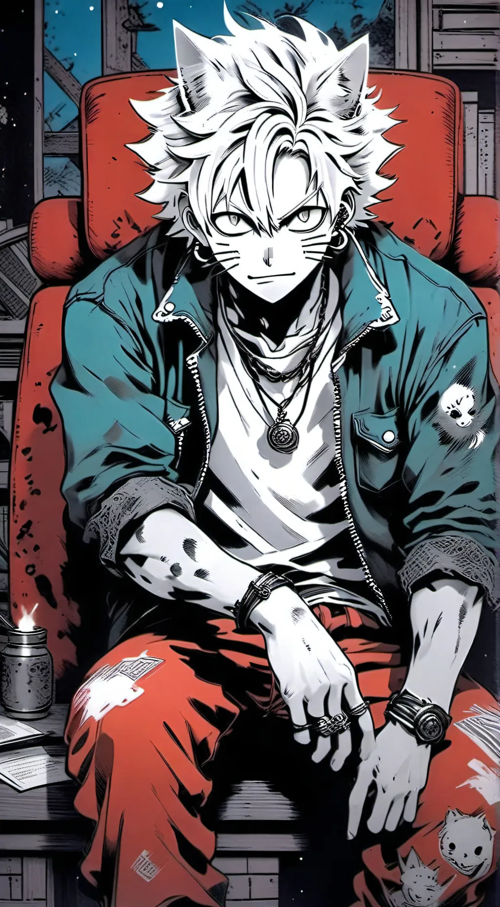 ai character: Bakugo cat background