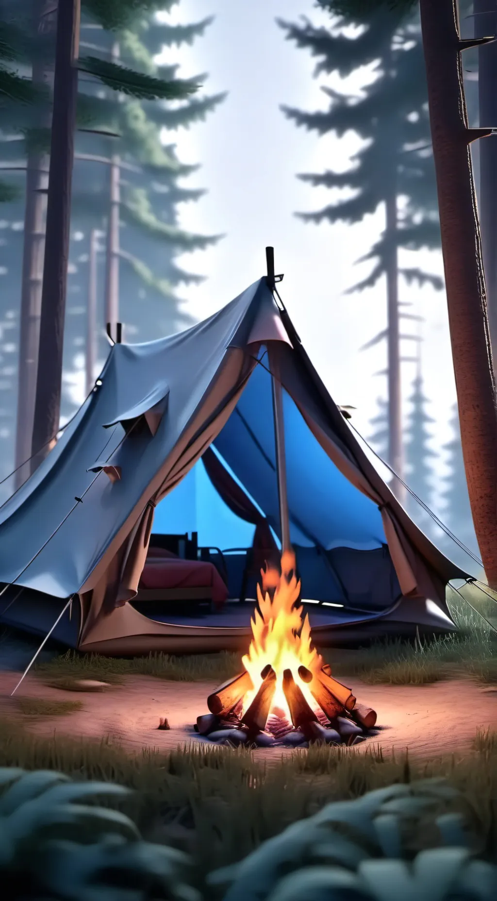 ai character: MHA camping  background