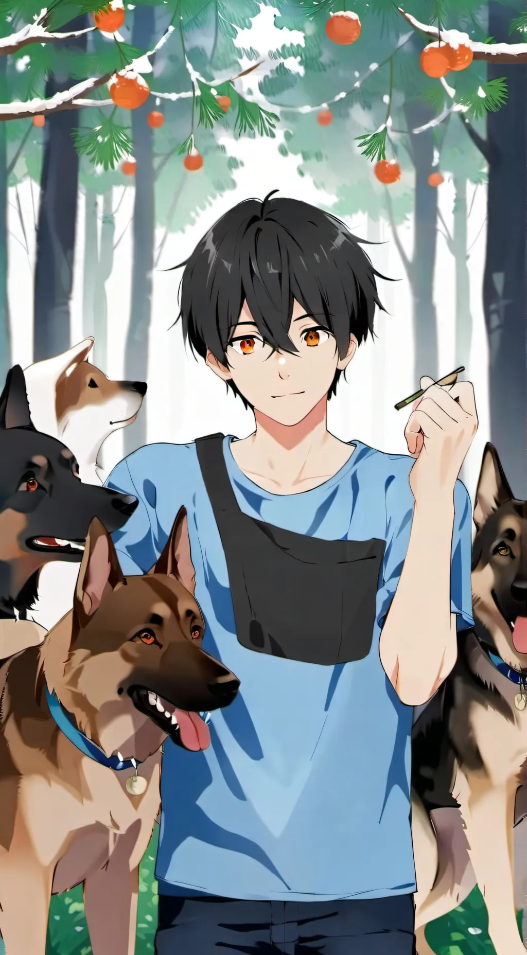 ai character: 3 German shepherds background