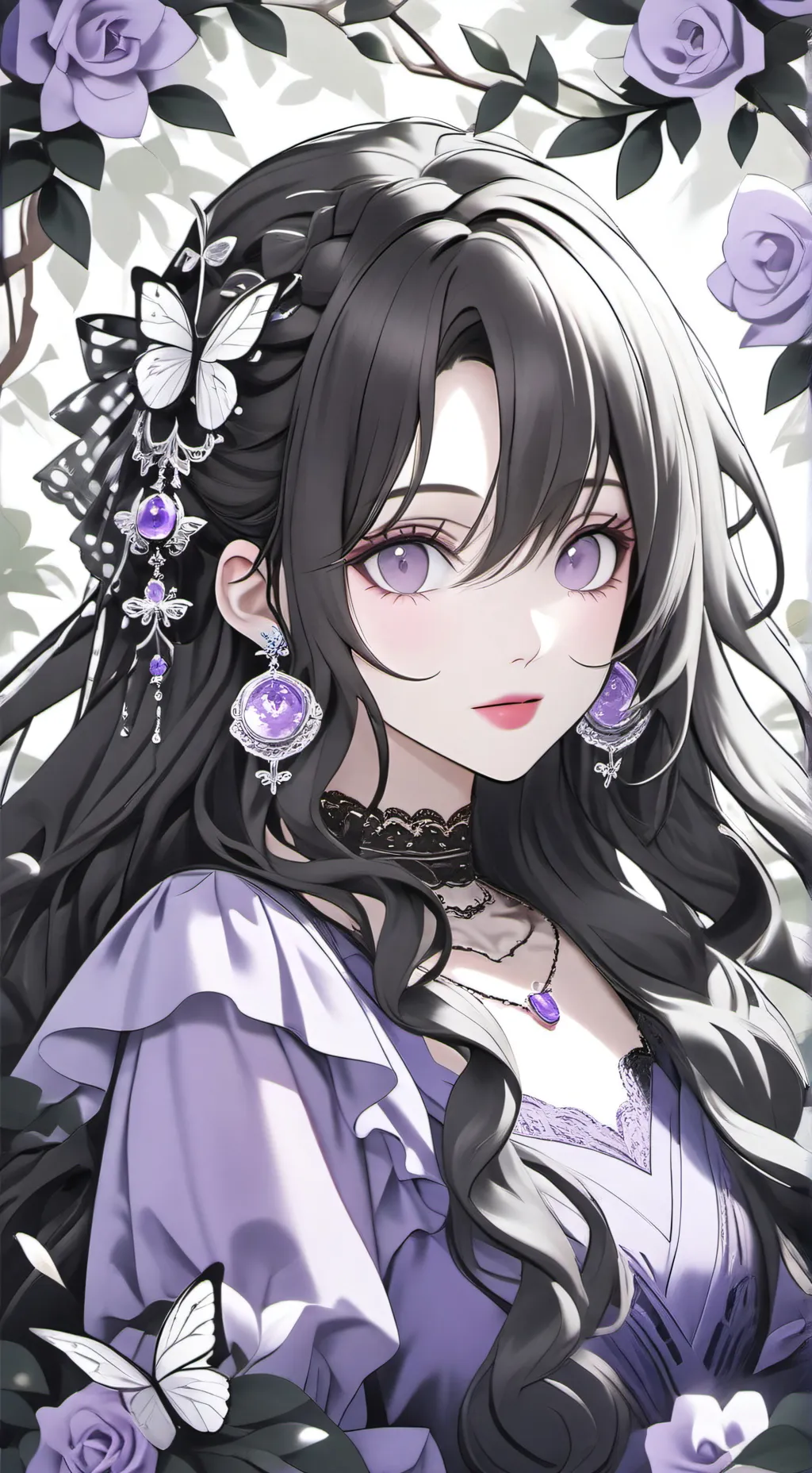 ai character: Kocho💜🦋 background