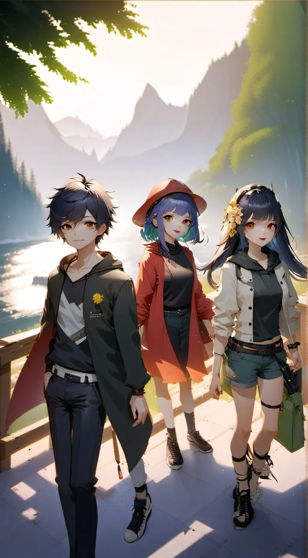 ai character: Nathan and him gf background