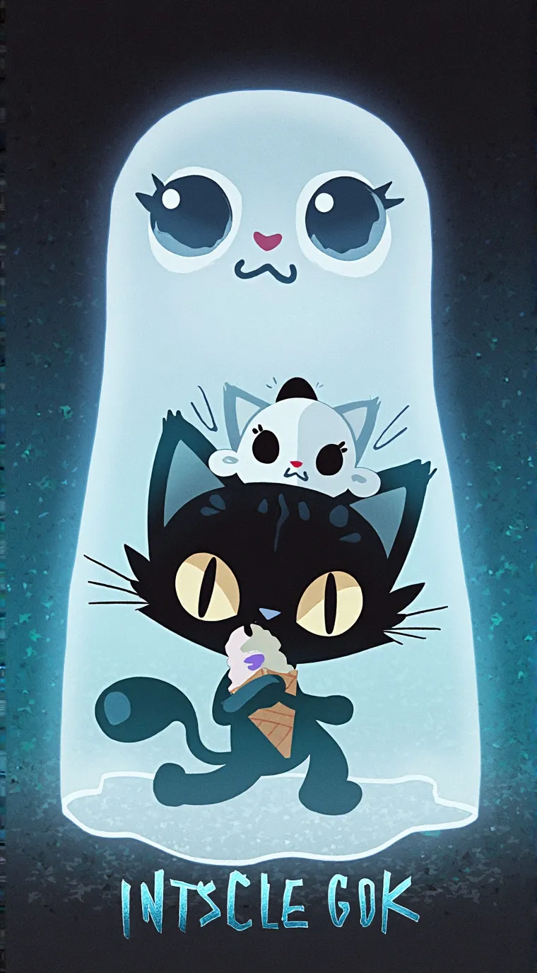 ai character: Mama cat and kit background